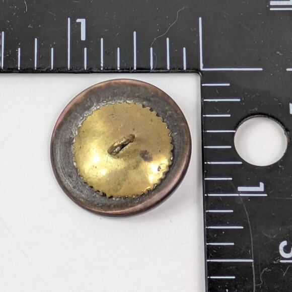 Antique Iridescent Shell Button W/ Brass Womans Bust 1.25" Victorian Era - Picture 3 of 3